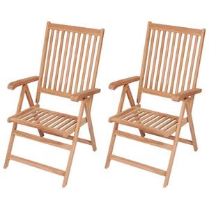vidaXL Sedie pieghevoli reclinabili, 2 pezzi, in legno massello di teak
