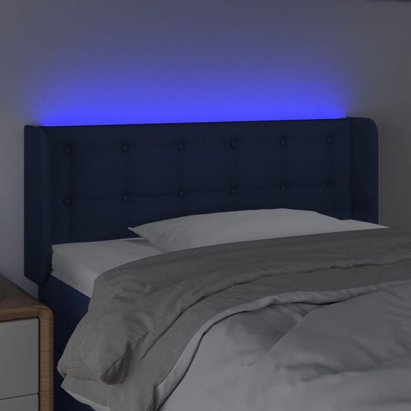 vidaXL Testiera a LED Blu 93x16x78/88 cm in Tessuto
