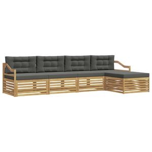 vidaXL Set di divani da esterno 5 pz Bianco e Antracite Poliestere
