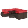 vidaXL Set Divani da Giardino 9 pz con Cuscini Marrone in Polyrattan