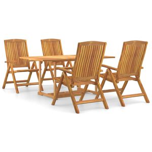vidaXL Set da Pranzo per Giardino 5 pz in Legno Massello di Teak