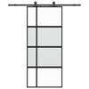 vidaXL Porta Scorrevole Set Ferramenta Nera 90x205 cm Vetro Temperato