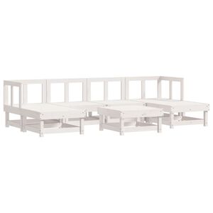 vidaXL Set Salotto da Giardino 7 pz Bianco in Legno Massello di Pino