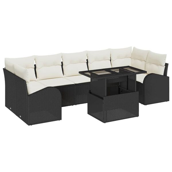 vidaXL Set Divano da Giardino 8 pcs Nero Rattan in Polipropilene