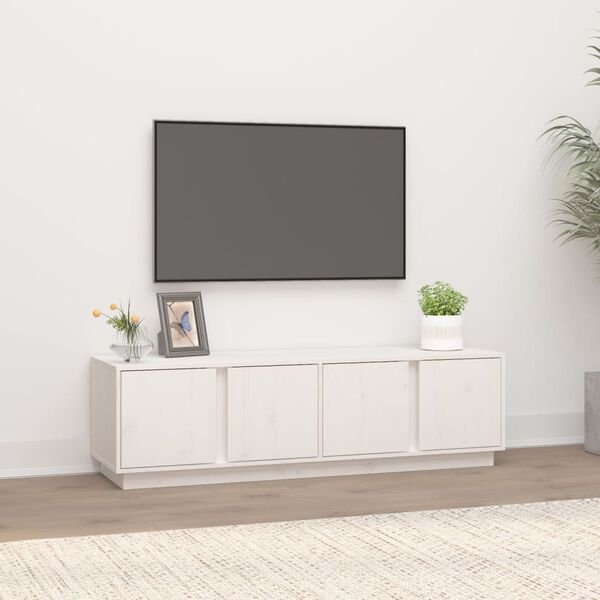 vidaXL Mobile Porta TV Bianco 140x40x40 cm in Legno Massello di Pino