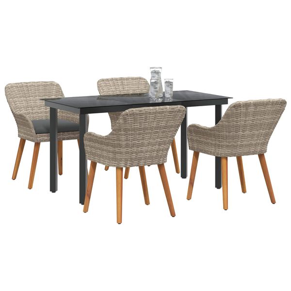 vidaXL Set da Pranzo per Giardino 5 pcs Grigio chiaro polyrattan