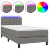 vidaXL Letto a Molle Materasso e LED Grigio Scuro 100x200cm in Tessuto