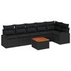 vidaXL Set Divano da Giardino con cuscino 7 pcs Nero polyrattan