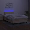 vidaXL Letto a Molle con Materasso e LED Crema 120x190 cm in Tessuto