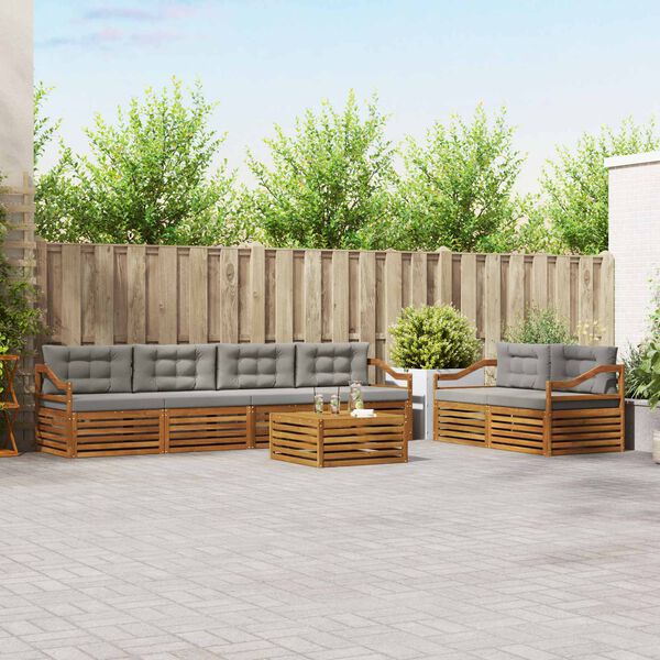 vidaXL Set di divani da esterno 7 pcs Grigio Naturale e Chiaro