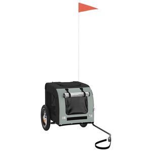 vidaXL Rimorchio da Bici per Animali Grigio e Nero Oxford e Ferro