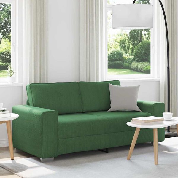 vidaXL Divano Divanetto Verde Scuro 180x77x82cm Tessuto di Velluto a Coste