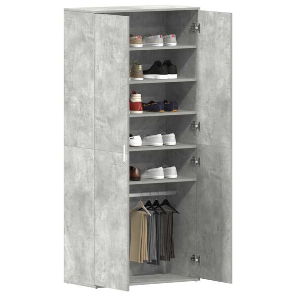 vidaXL Mobile per scarpe con porta Grigio cemento 80 x 39 x 178 cm