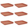 vidaXL Vassoio Quadrato per Fiori 6 pz Rosso Mattone 21 x 21 x 2 cm