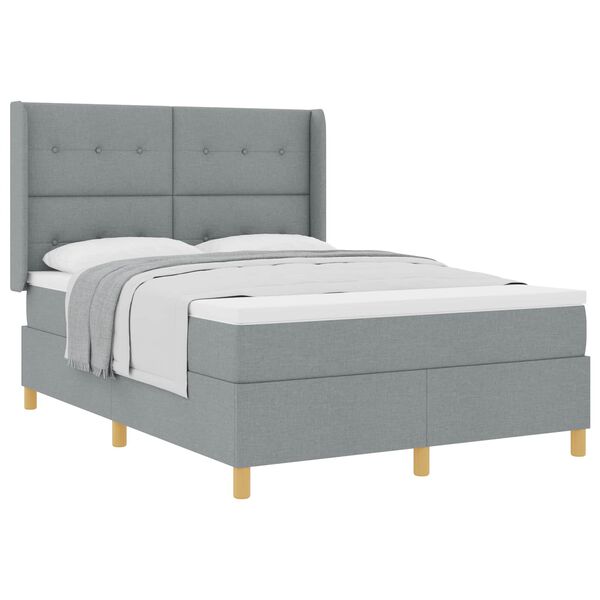 vidaXL Letto a Molle con materasso Grigio chiaro 140 x 200 cm Tessuto