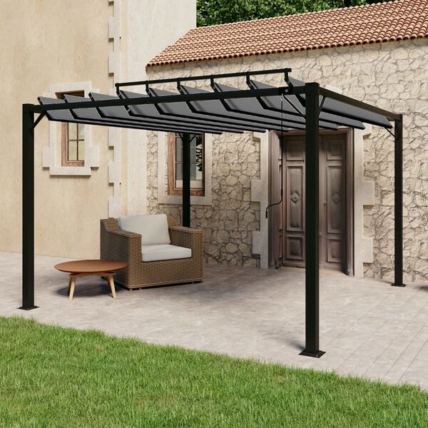 vidaXL Gazebo con Tetto a Lamelle 3x3 m in Tessuto Antracite/Alluminio