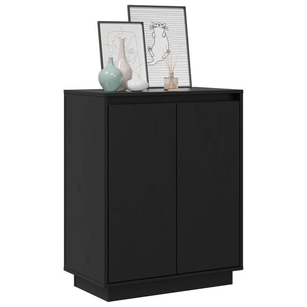 vidaXL Credenza Nera 60x34x75 cm in Legno Massello di Pino