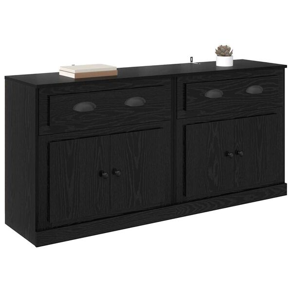 vidaXL Sideboards con cassetto 2 pcs Rovere Nero 70 x 35,5 x 67,5 cm