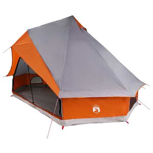 vidaXL Tenda Tipi 8 persona Grigio e arancione taffet&agrave;
