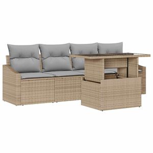 vidaXL Set Divano da Giardino 5 pcs beige e grigio chiaro polyrattan