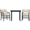 vidaXL Set da Bistr&ograve; 3 pz con Cuscini Nero in Polyrattan