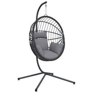 vidaXL Sedia a Uovo Sospesa con Supporto Grigio in Rattan e Acciaio