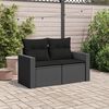 vidaXL Divano da giardino con cuscini 2 posti nero in polyrattan