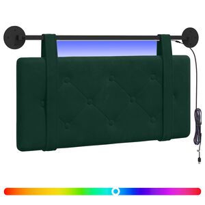 vidaXL Testiera sospesa Con luce LED Verde Scuro Velluto