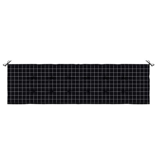 vidaXL Cuscino per Panchina da Giardino Plaid Nero 180 x 50 x 4 cm