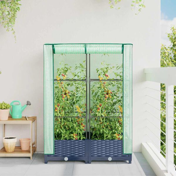 vidaXL Letto Rialzato con Copertura Serra Effetto Rattan 80x40x123 cm