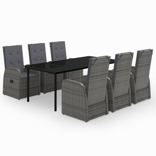 vidaXL Set da Pranzo da Giardino 7 pz con Cuscini Grigio