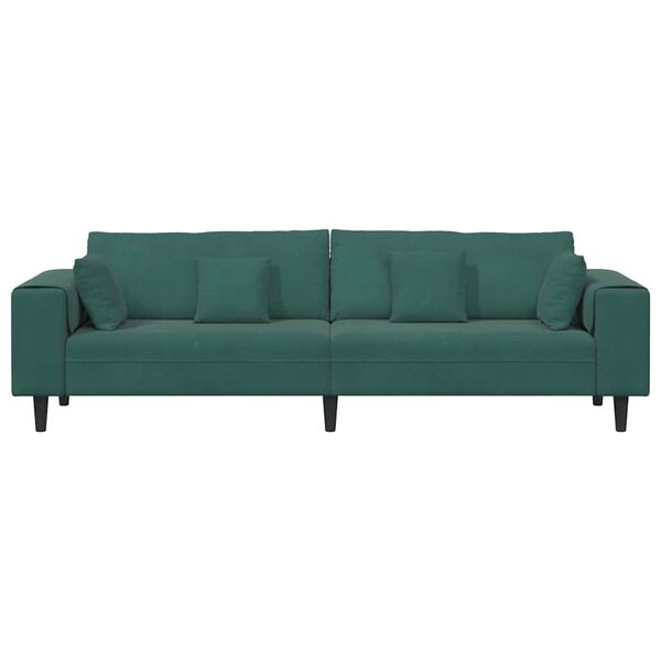vidaXL Divano con cuscino Verde Scuro 250 x 77 x 76 cm Velluto