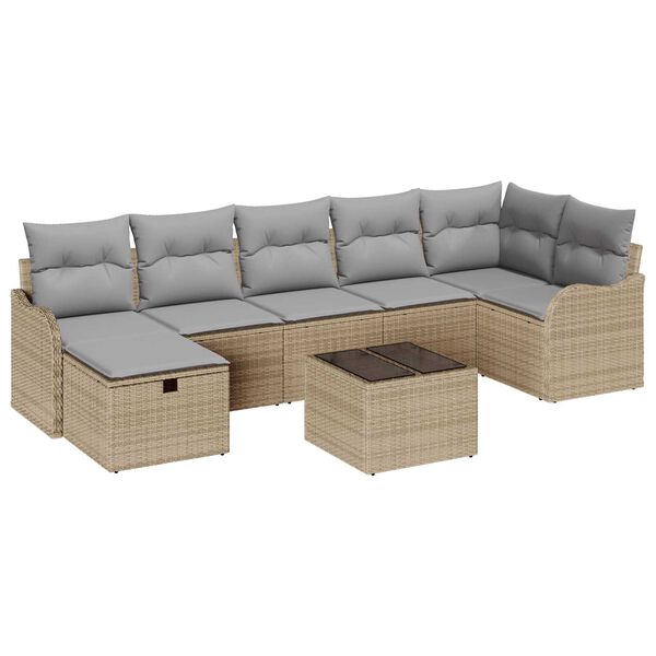 vidaXL Set di divani con cuscino Beige e Grigio Chiaro polyrattan