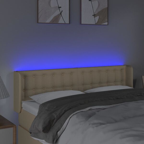vidaXL Testiera a LED Crema 147x16x78/88 cm in Tessuto