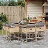 vidaXL Set Pranzo da Giardino 9 pz con Cuscini Beige Misto Polyrattan