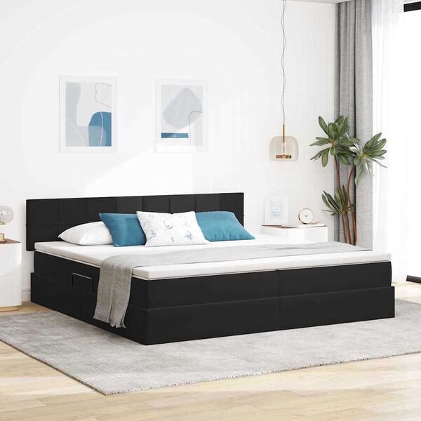 vidaXL Letto con Contenitore con materasso Nero 200 x 200 cm Velluto