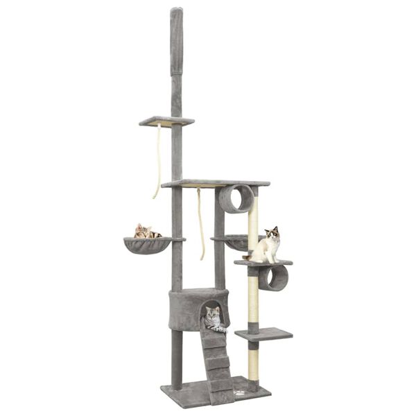 vidaXL Tiragraffi dal Pavimento al Soffitto Grigio 220-240 cm