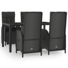vidaXL Set da Pranzo da Giardino 5 pz Nero con Cuscini in Polyrattan