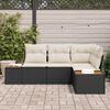 vidaXL Set Divano da Giardino 4 pcs Nero e Crema Polyrattan