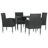 vidaXL Set da Pranzo da Giardino 5 pz Nero in Polyrattan e Acciaio