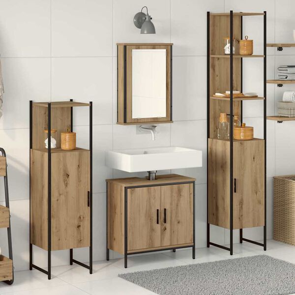 vidaXL Set di mobili per il bagno 4 pcs Marrone Legno multistrato