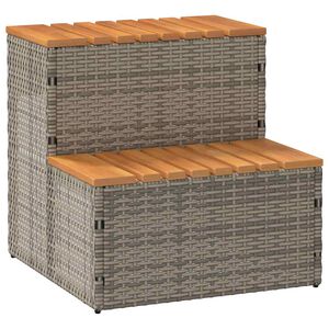 vidaXL Bordo per Vasca Idromassaggio Grigio Polyrattan&Massello Acacia