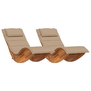 vidaXL Lettino da sole 2 pcs Marrone Legno di Acacia Massello