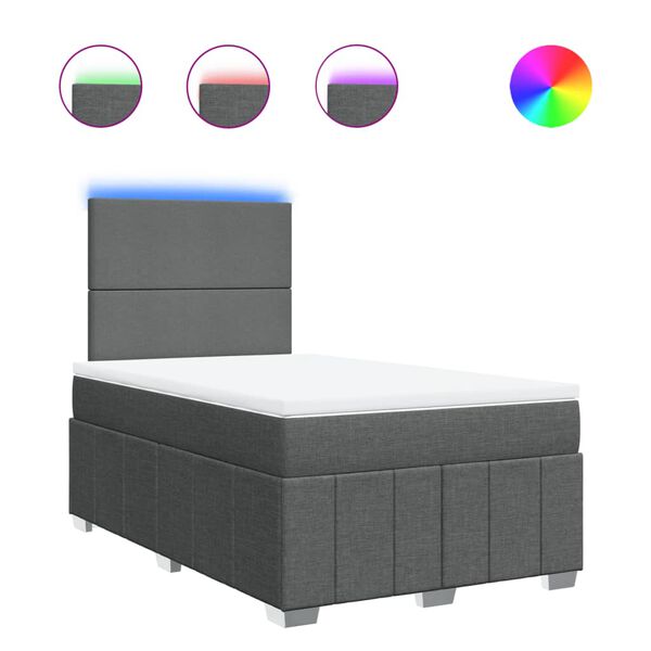 vidaXL Giroletto a Molle con Materasso Grigio Scuro 120x200 cm Tessuto