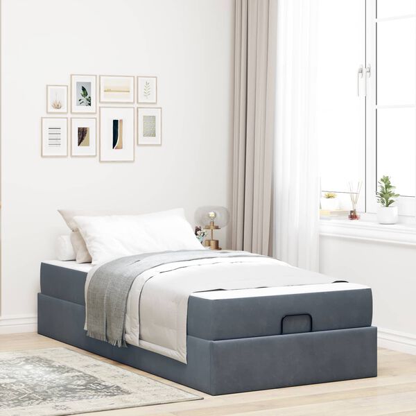 vidaXL Struttura letto con materasso 2 pcs Grigio Sfumato Velluto
