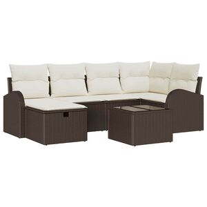 vidaXL Set di divani con cuscino Marrone e Crema polyrattan