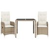 vidaXL Set da Bistrò da Giardino 5 pz con Cuscini Beige in Polyrattan