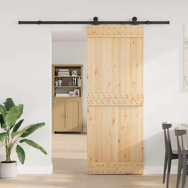 vidaXL Porta Scorrevole con Set Hardware 80x210 cm Legno Massello Pino