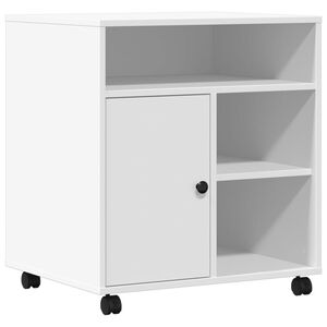 vidaXL Supporto per Stampante con Ruote Bianco 60x50x67 cm