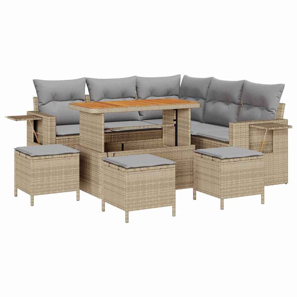 vidaXL Set Divano da Giardino 10 pcs Beige e Grigio Chiaro polyrattan